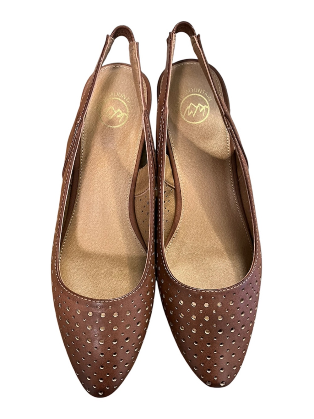 White Mountain Boronic Chestnut Perforated Block Heel Slingbacks Sandals size 9 - Picture 3 of 9